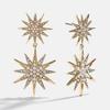 Star Shape Alloy Earrings With Rhinestones For Women Fashion Jewelry Gift