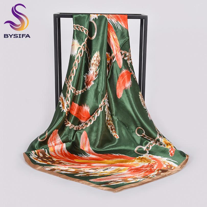 [BYSIFA] Autumn Winter Ladies Scarves New Accessories Women Large Silk Square Scarves New Wine Red Paisley Muslim Islamic Scarf