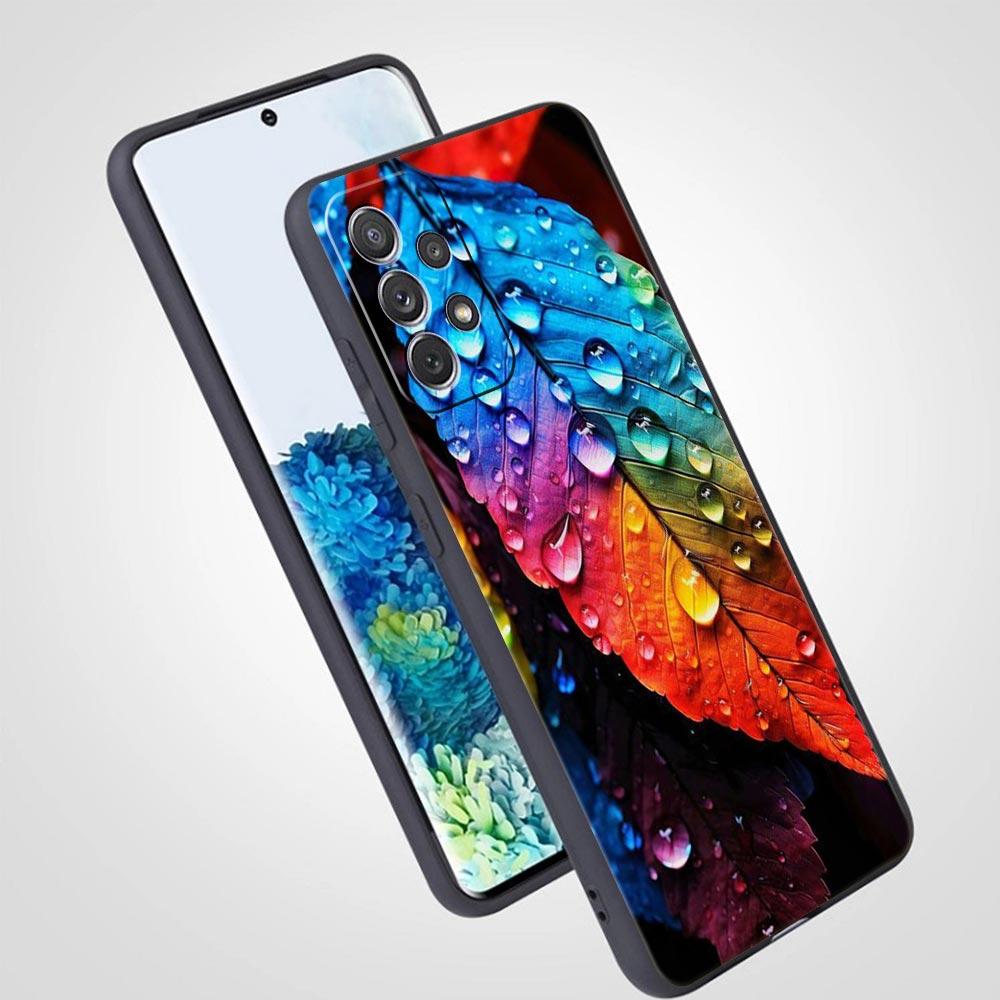 Чехол для телефона Samsung Galaxy A13 A15 A17 A07 A21S A22 A23 A25 A31 A73 A32 A52 A52S A41 5G Мягкий ТПУ Корпус Цветные Листья Capas