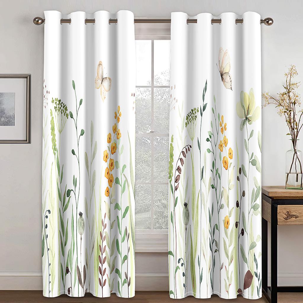 Мультяшный рисунок животного кота цветочного летящего журавля занавеска подходит для детской гостиной кухни спальни балкона окна декор 2 панели