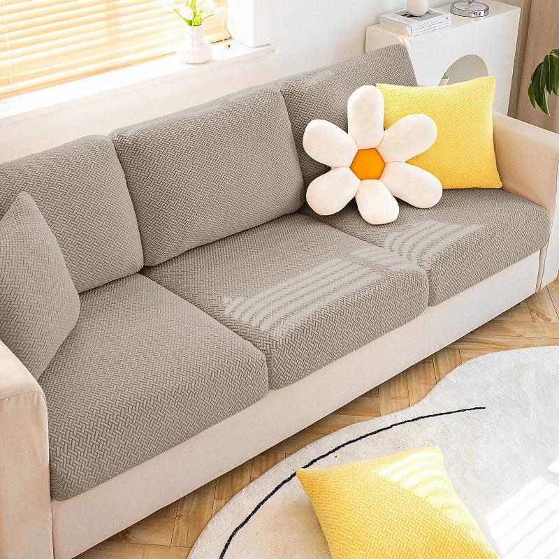 Levivei Jacquard Sofa Seat Cushion Cover Funiture Protector Couch Covers For Sofas Anti-Dust Removable Seat Slipcover Kids Pets