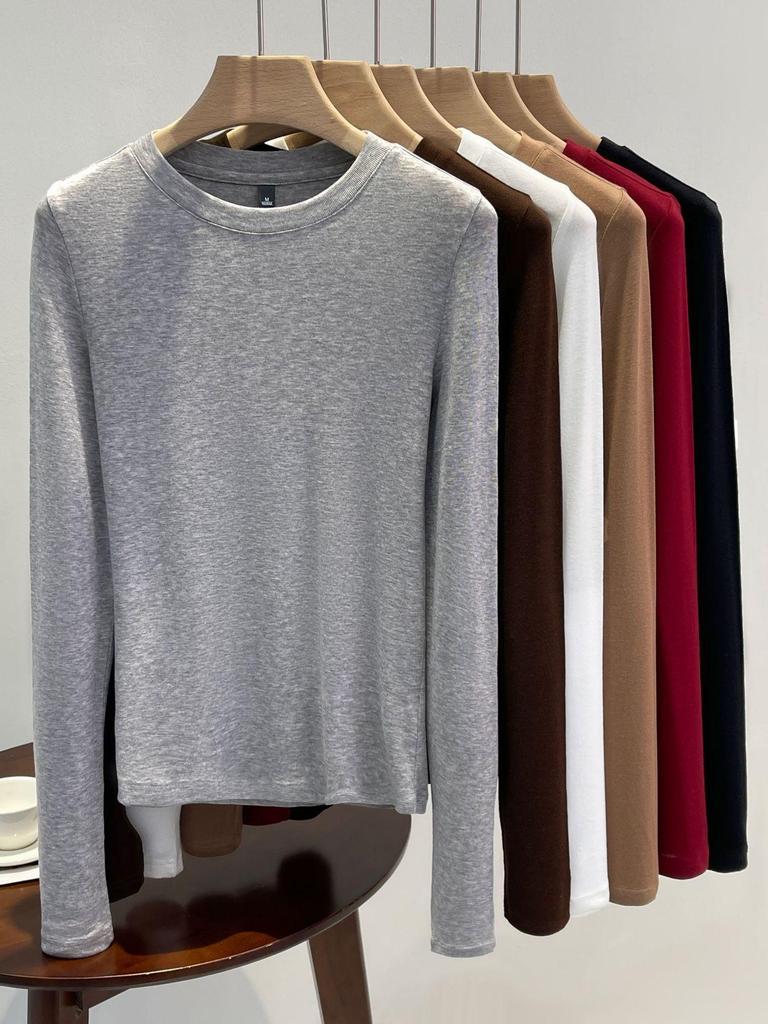 Женский белый топ-базовый слой с длинным рукавом из шерсти лиоцелла Tencel - Коллекция Осень/Зима 2025