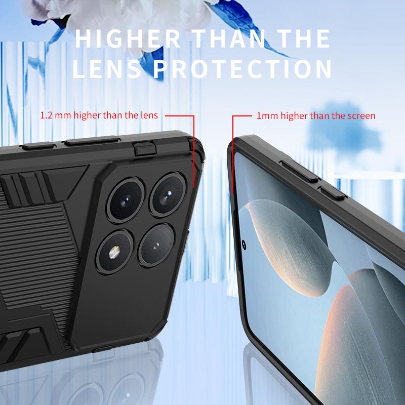 Для Xiaomi Poco X6 X5 X4 Pro Neo 5G Punk Armor противоударный бампер прочный прорезиненный ПК подставка держатель чехол чехол