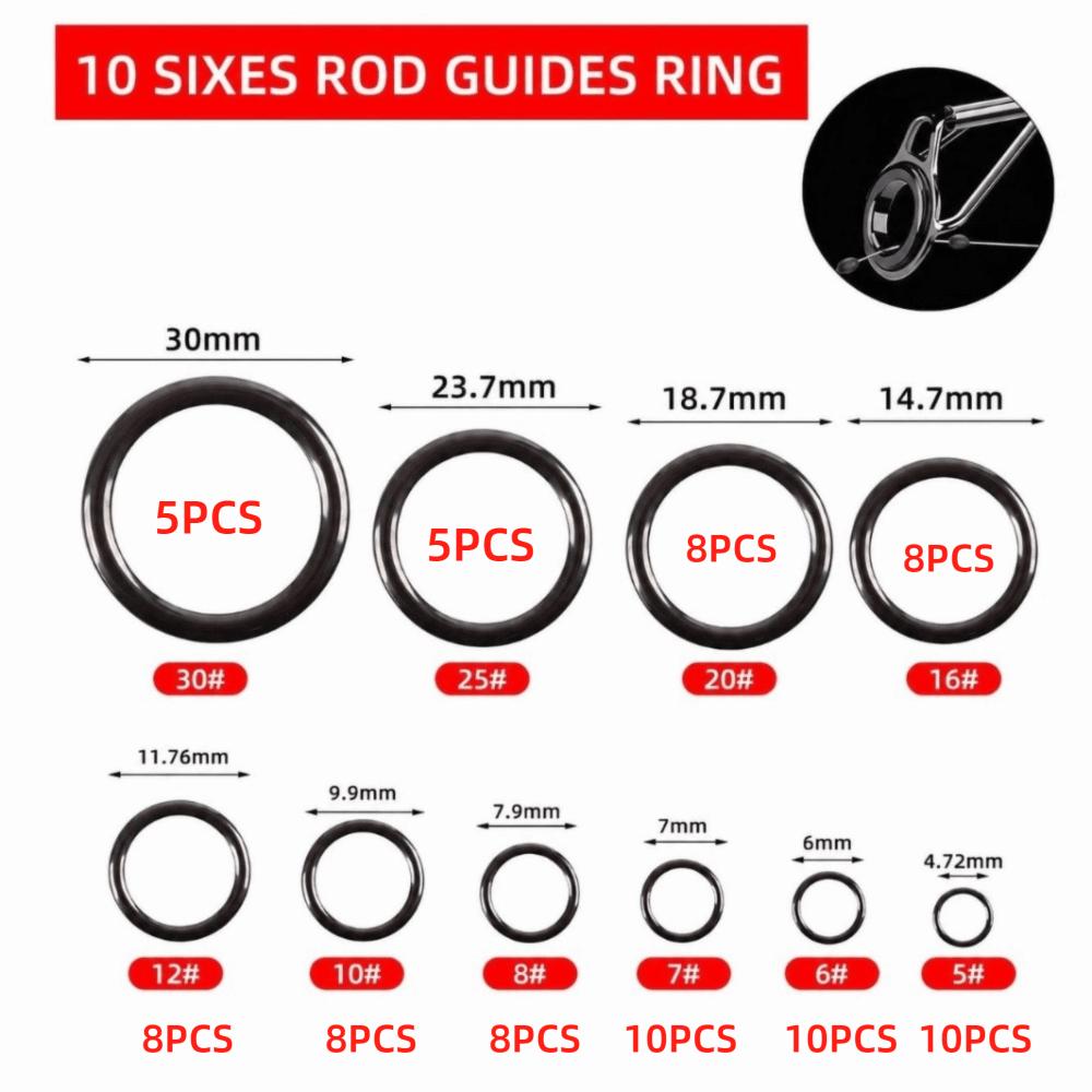 80/120PCS Ceramic Rod Eye Replacement Kit Sizes 5 to 30 Fishing Rod Eyelets Kit For Rod Building
