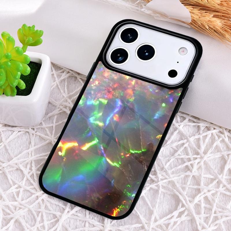 Opal Stone Iridescent Shockproof Phone Case for iPhone 17 Air 16e 15 11 12 14 13 Pro Max Cover Coque