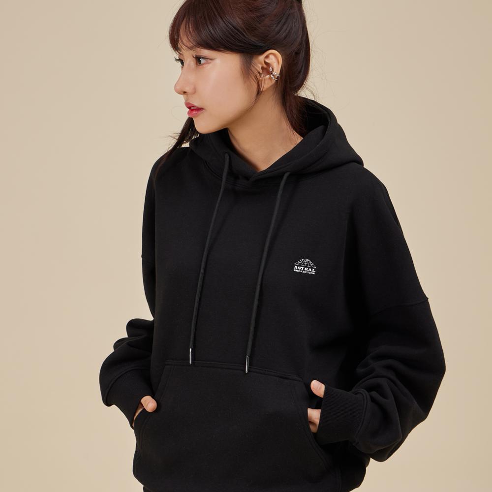 SIGNATURE Logo Oversized Wide Shoulder Hoodie_Black