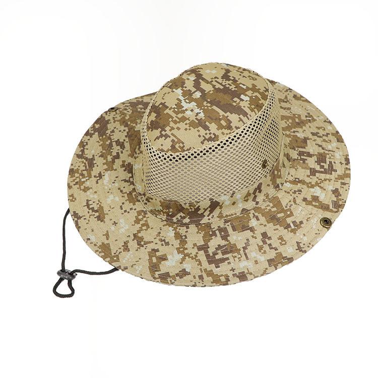 Men's sunscreen visor cap mesh breathable digital camouflage bucket hat outdoor foldable big eaves mountaineering fishing hat