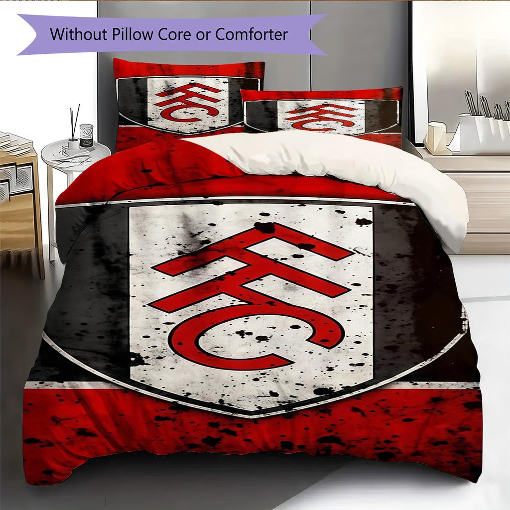 Fulham F.C Pattern Bedding Quilt Set Quilt Cover Pillowcase Home Decoration Birthday Gift (1 * duvet cover + 2 * pillowcase, without core)