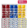 280/480/720/1200pcs Cold Pressed Terminal Kit - ulated Quick Connect Spade/Ring/Fork Crimp Connectors for Automotive Wiring