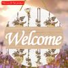 2D Flat 20*20cm1pc Beautiful Yellow Flower&leaves Print Welcome Sign Wooden Crafts Round Door Signs, Decorative Art Plaque Gift For Friends,