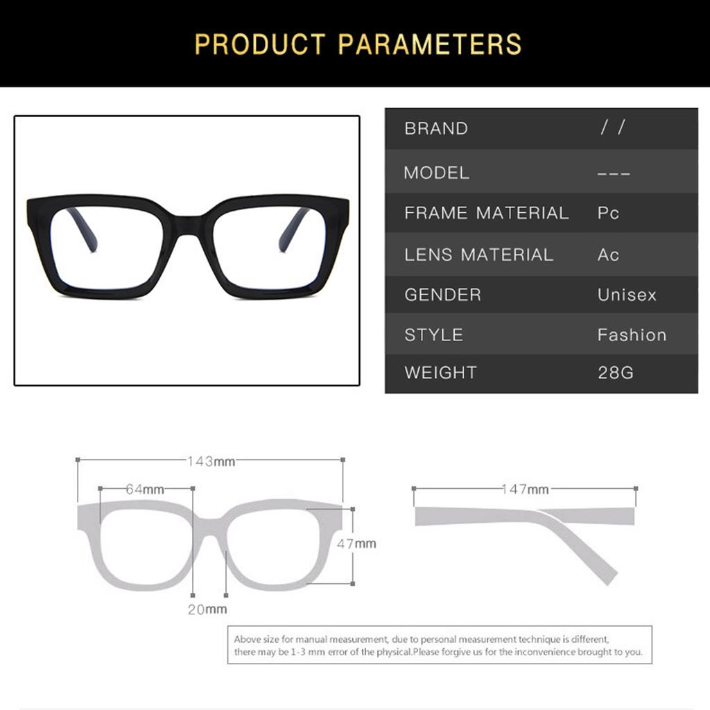 Ins Square Rice Nail Glasses Anti Eyestrain Glasses Gaming Eyewear Universal Frame for Women Men