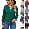 2024 European And American Autumn/Winter New Solid Color V-Neck Loose Long Sleeve Casual T-Shirt Top For Women