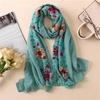 Embroidered Flower Scarf Cotton Women Long Wrap Bandana Scarves Girl Shawl Gift
