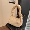 Зимние Мягкие Плюшевые Женские Сумки на Плечо Подмышечные Простые Однотонные Женские Сумки-Клатчи с Плиссированной Ручкой Портативные Женские Сумки-Кошельки