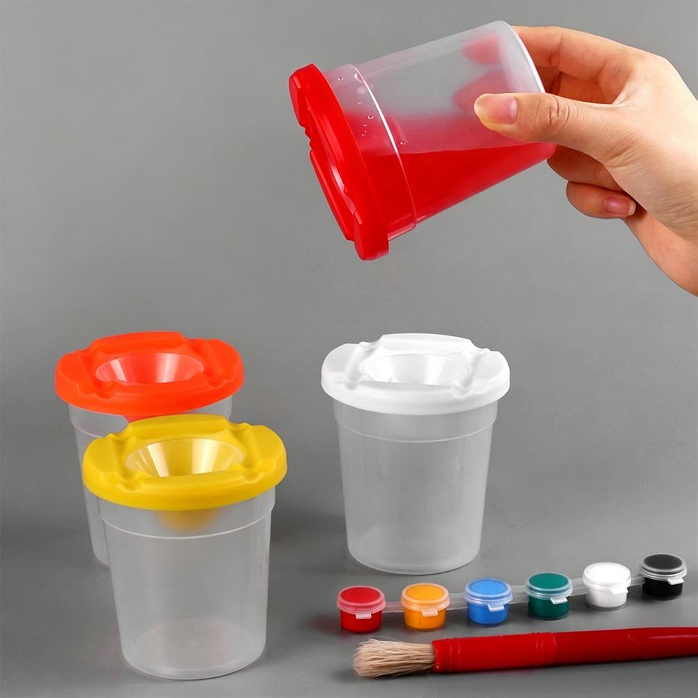 Kids Plastic Paint Cup Portable Colorful Toddler Art Craft Wash Container for Brush Cleaning Children's Drawing Supplies