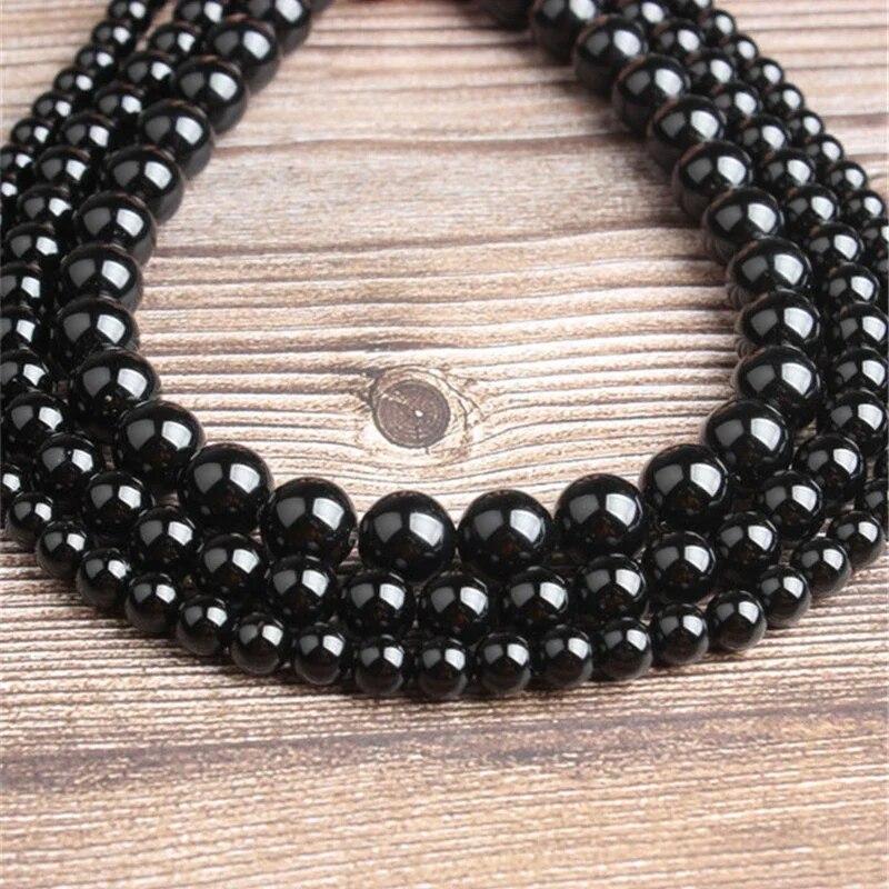 Черные хрустальные бусины 4/6/8/10 мм натуральные свободные бусины-разделители для изготовления ювелирных изделий DIY креативные аксессуары для браслетов