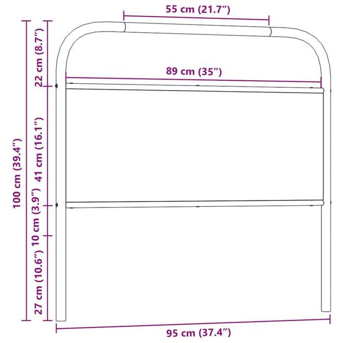 VidaXL Tête de lit chêne sonoma 90 cm acier et bois d'ingénierie, tête de lit pour lit simple, meuble de chambre à coucher,, 4100286