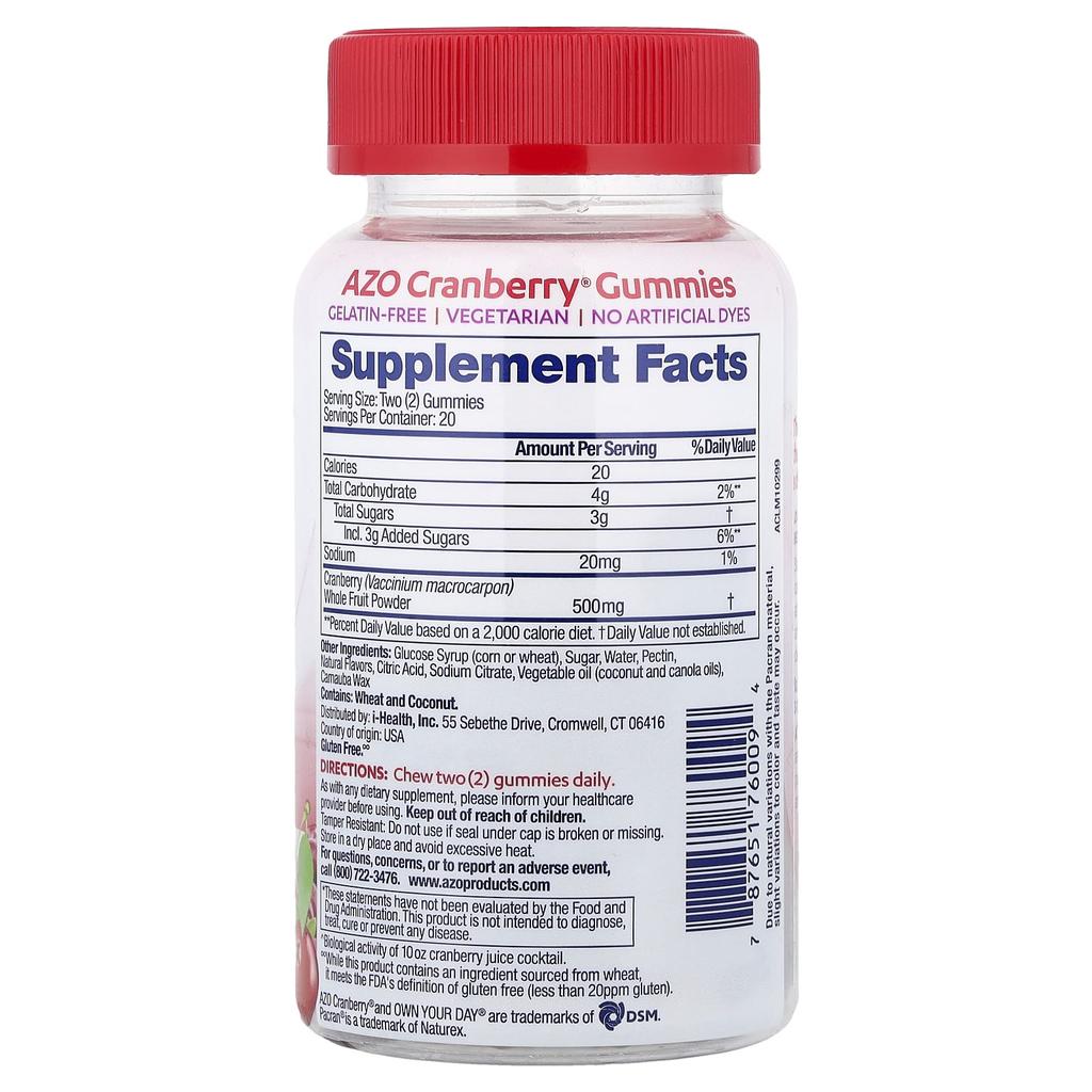 AZO, Cranberry® Gummies, Berrylicious, 40 Gummies (250mg per Gummi)