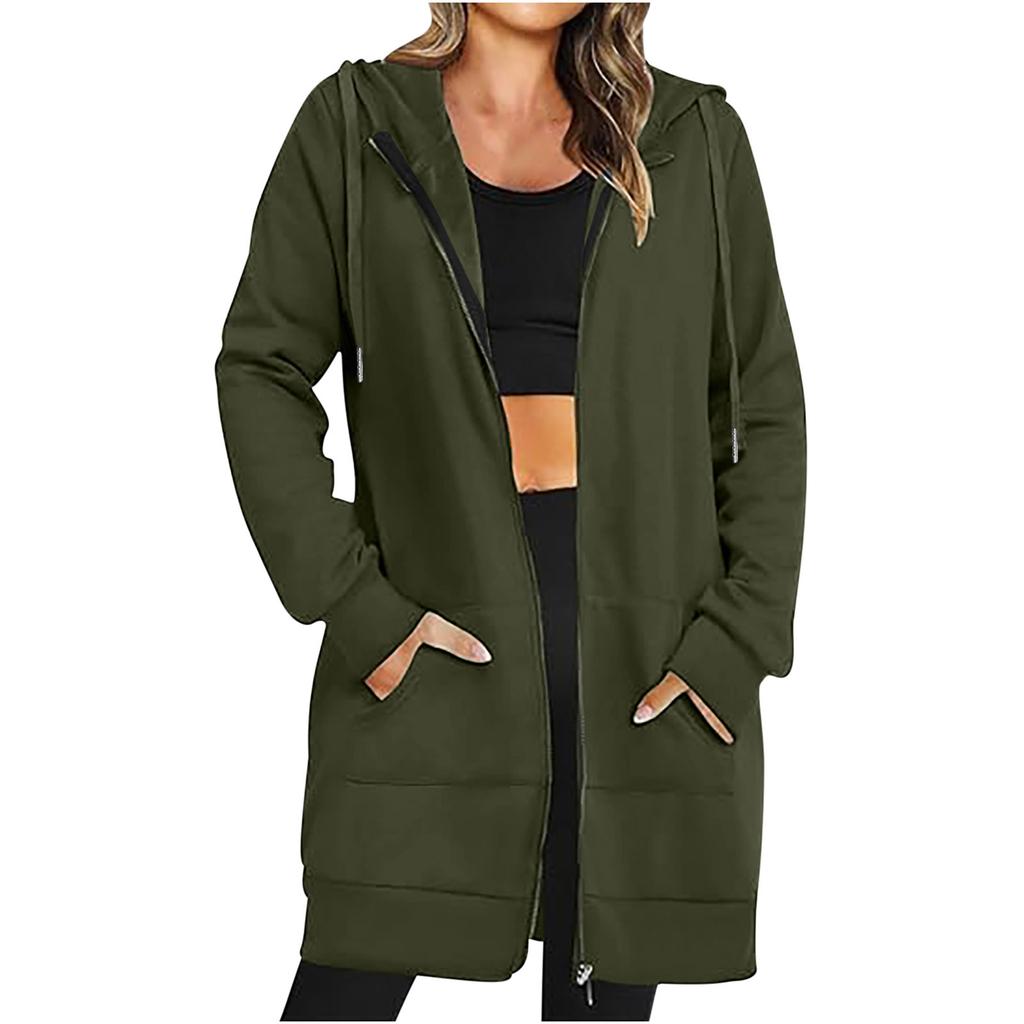 Women's Zip Up Hoodies Oversized Fleece Long Pullover Hooded Sweatshirts Casual Long Sleeve Fall Hoodie Jacket