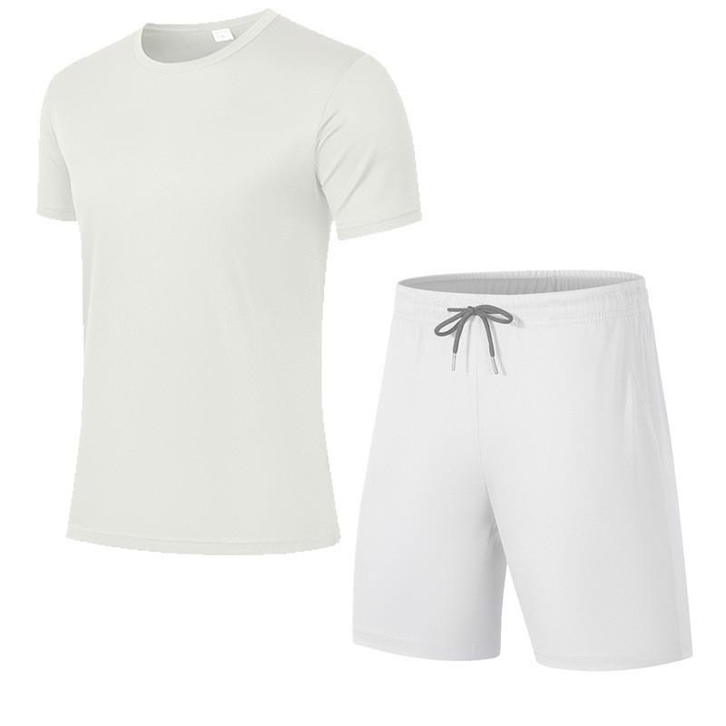 Mens Lightweight Breathable Mesh 2-Piece Sport Set Short Sleeve T-Shirt Shorts Workout Gym Running Casual