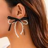 Ювелирные изделия Простые серьги-гвоздики с бусинами из искусственного жемчуга, креативные серьги-гвоздики с двойным бантом BowEarrings