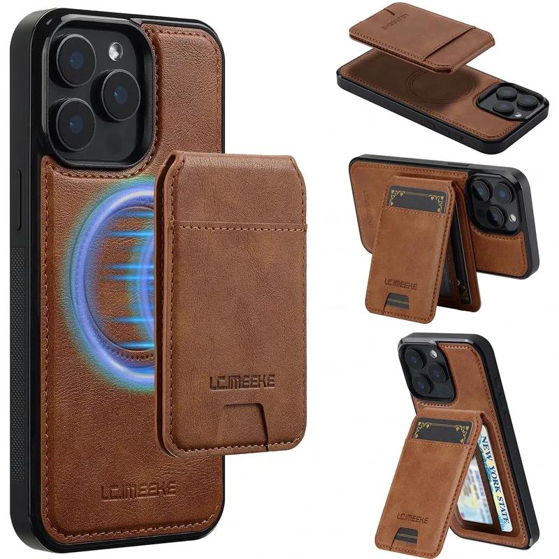 Съемный Магнитный Чехол-Книжка 2 в 1 из Кожи для iPhone17 16 15 14 13 12 11 Pro XS Max Air Plus SE с Карманчиком для Карт