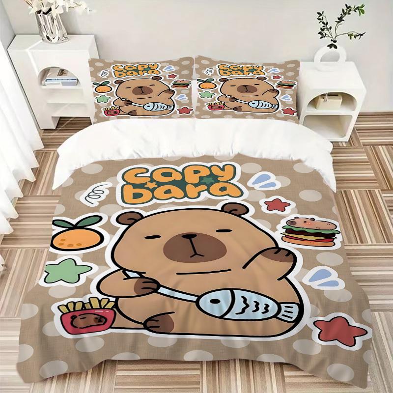 3pcs Capybara Bedding Set. Soft and Comfortable with No Core Included (1x Duvet Cover + 2x Pillow Covers) yy251009260