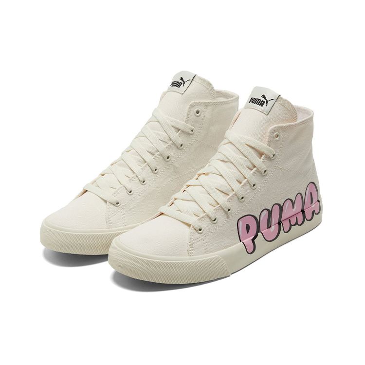 Puma Bari Mid Logo - Кроссовки унисекс белые Whisper-White Prism-Pink Black 387235-01