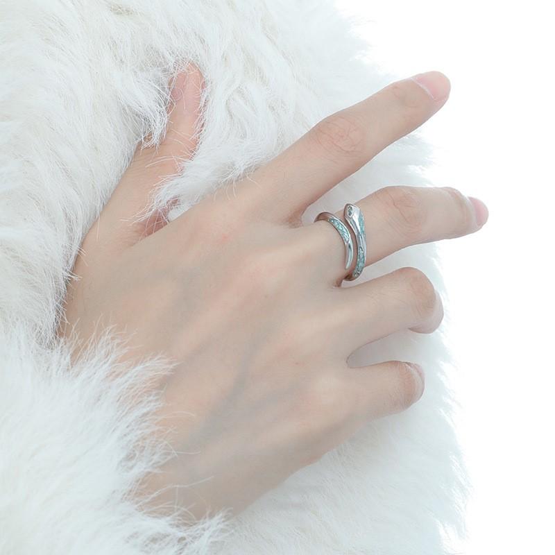 ANENJERY Светло-голубое открытое кольцо со змеей для женщин, новая мода, креативный дизайн, кольца на указательный палец, подарочные ювелирные изделия