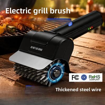 Перезаряжаемая электрическая щетка для чистки гриля BBQ, Ручной ролик из нержавеющей стали для чистки, Портативный беспроводной очиститель гриля для кемпинга на открытом воздухе