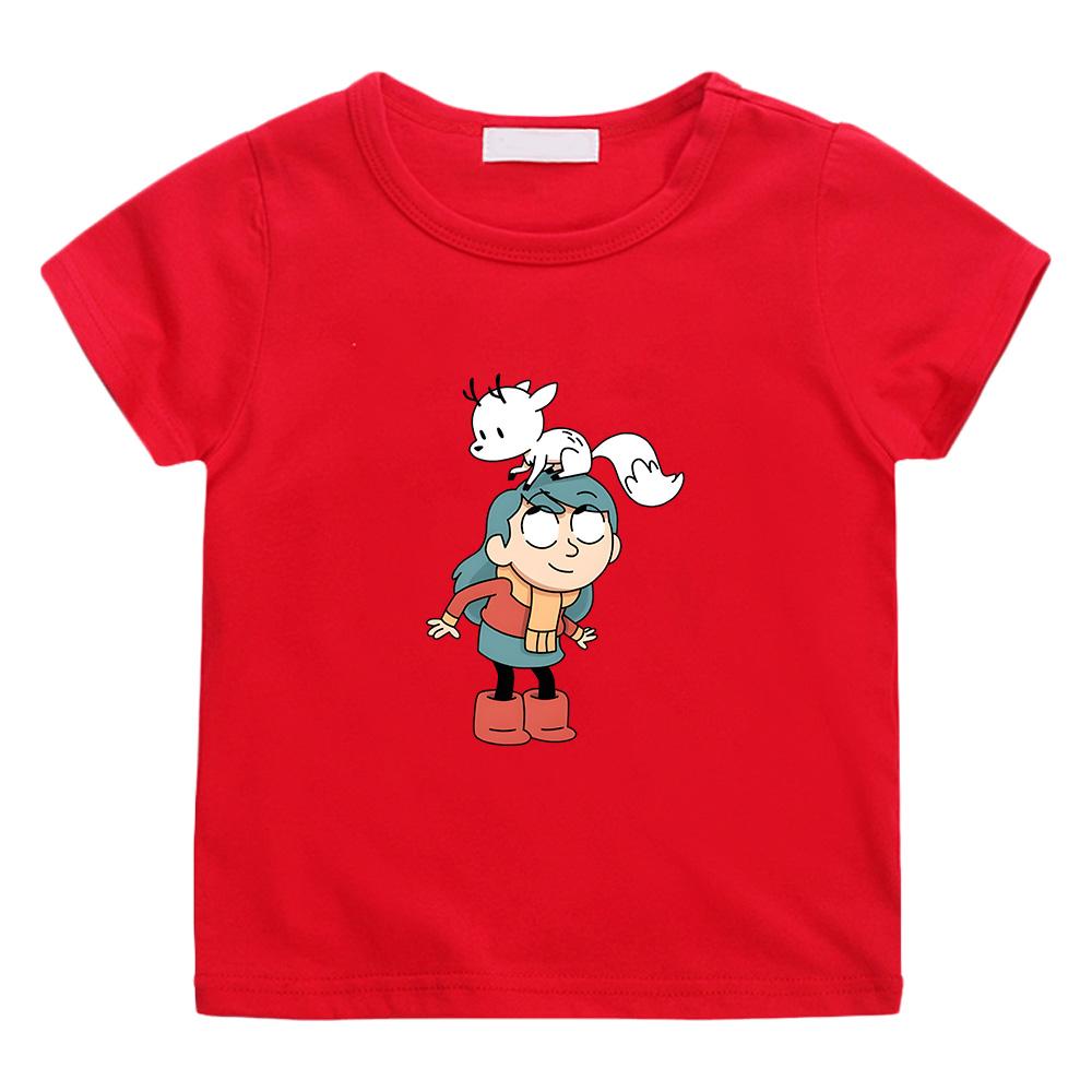 Hilda and Twig Play Together Anime Print Tshirt Cute Girls Boys Kawaii Children Tops Summer Creative Trends Tees Cotton Clothes