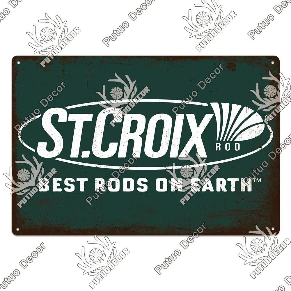 Putuo Decor Fishing Gear Retro Tin Sign Plaque Metal Plate Vintage Wall Art Poster Decoration for Tackle Shop Home Iron Painting