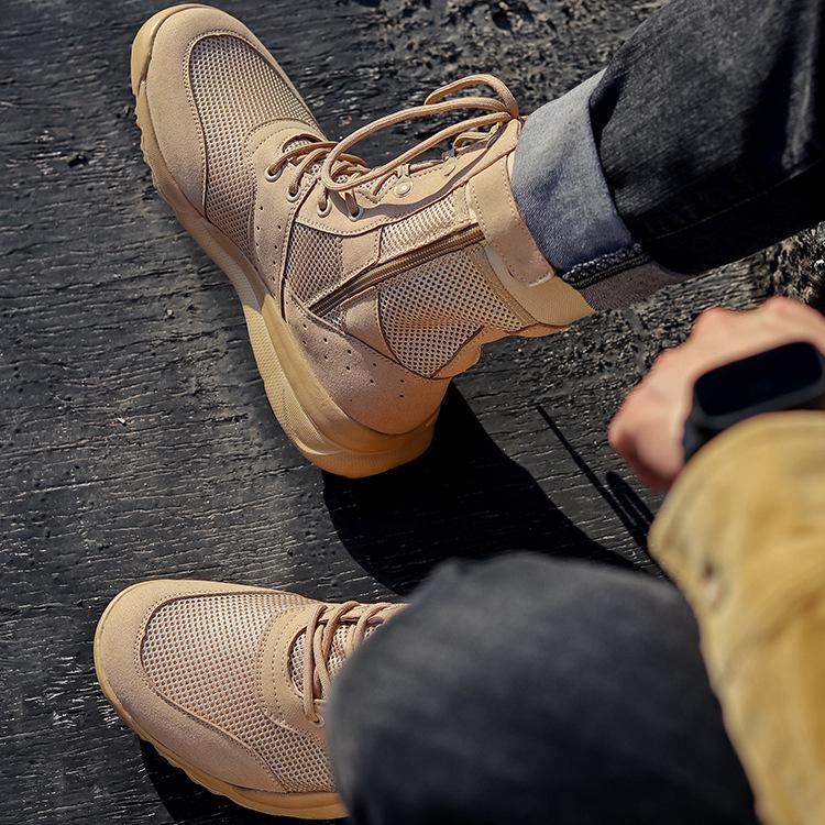 Унисекс Дышащие Летние Боевые Ботинки - Легкие, Высокие, Тактические, Боковая Молния для Использования на Открытом Воздухе