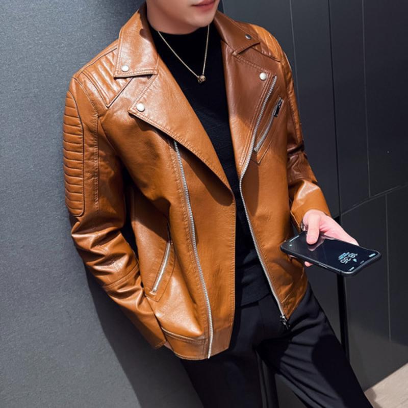 Мотоциклетный костюм, мужской модный брендовый свободный крой, высококачественная куртка из искусственной кожи, осенняя уличная трендовая повседневная хулиганская красивая куртка с лацканами