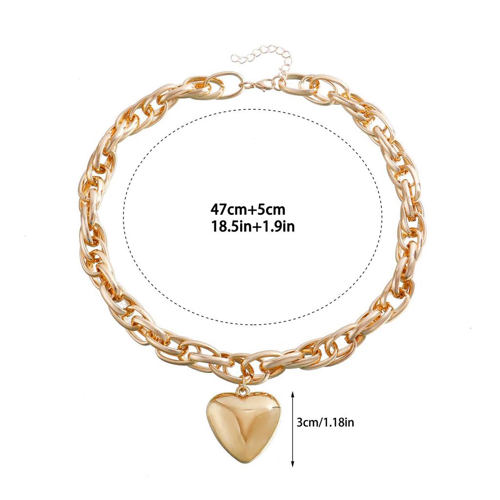 Layered Heart Necklace O Shaped Fashionable Personalities Necklace for Women