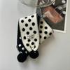 Korean version of small fresh double-sided polka dot knitted scarf women's winter warm neck protection jacquard hairball scarf soft waxy versatile