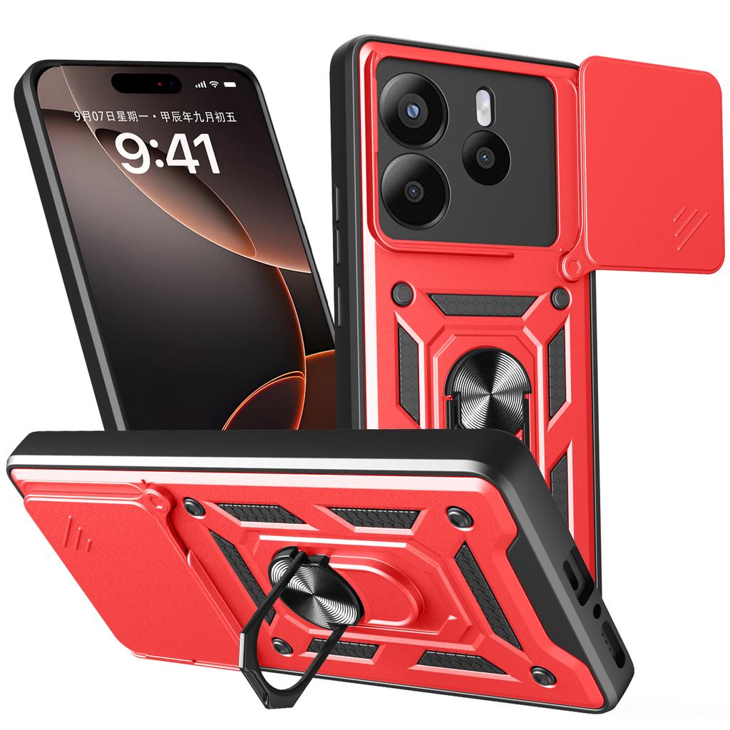 AMORUS For Xiaomi Redmi Note 14 5G Case Kickstand PC+TPU Phone Cover with Camera Lens Slider
