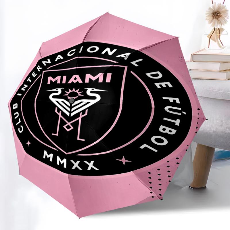 Складной зонт Inter Miami CF с принтом, для улицы, отдыха и путешествий, Прочная ткань зонта, Подарок на день рождения и праздник