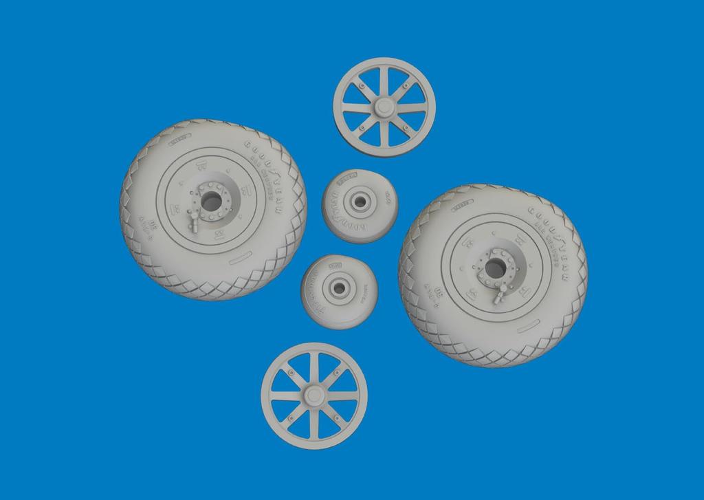 Eduard 1/48 Brassin P-40E Wheels with Diamond Treads (for Eduard) Plastic Model Parts EDU6481057 (Airplane)