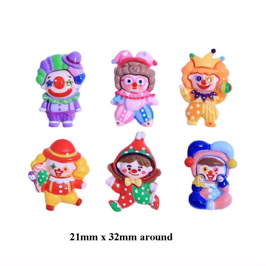 Craft Cute Cartoon Clown Design Flat Back Resin Cabochons Artificial Style Souvenir Model