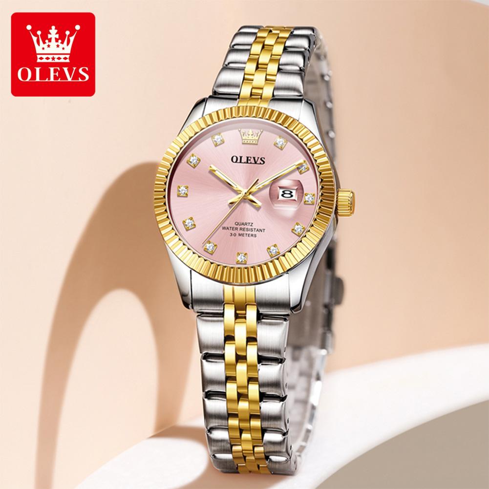 OLEVS 3705 Woman Watch 30M Waterproof Date Quartz Watch For Women High Hardness Mirror Diamond Scale Luxury Ladies Hand Clock