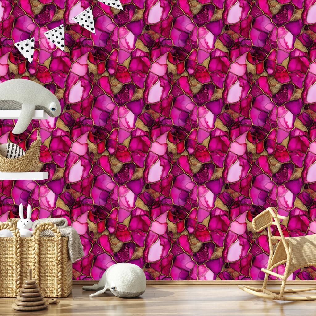 Wallpaper Ink purple, burgundy, pink and powder pink 50x1000