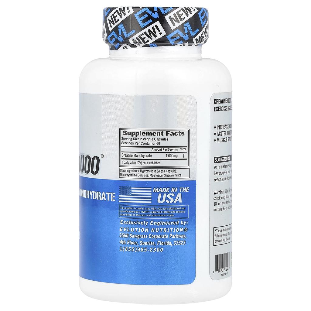 Creatine1000®, 120 Veggie Capsules (500Mg per Capsule)