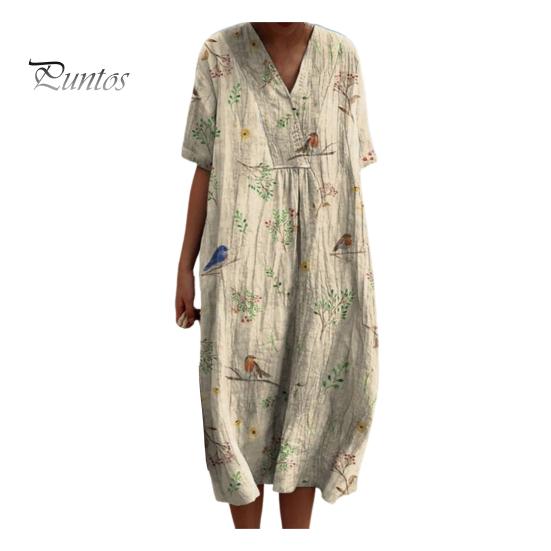 Женское платье с цветочным принтом, платье с коротким рукавом и v-образным вырезом, летнее повседневное платье трапециевидной формы, пуловеры в богемном стиле, платье для вечеринки, повседневная одежда, отпуск
