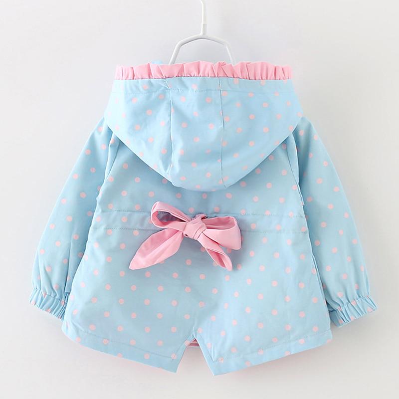 1 2 3Yrs Kids Girls Windbreaker Cute Spring Baby Girl Jackets Autumn Cartoon Dots Hooded Coats Girl Outerwear Kids Clothes
