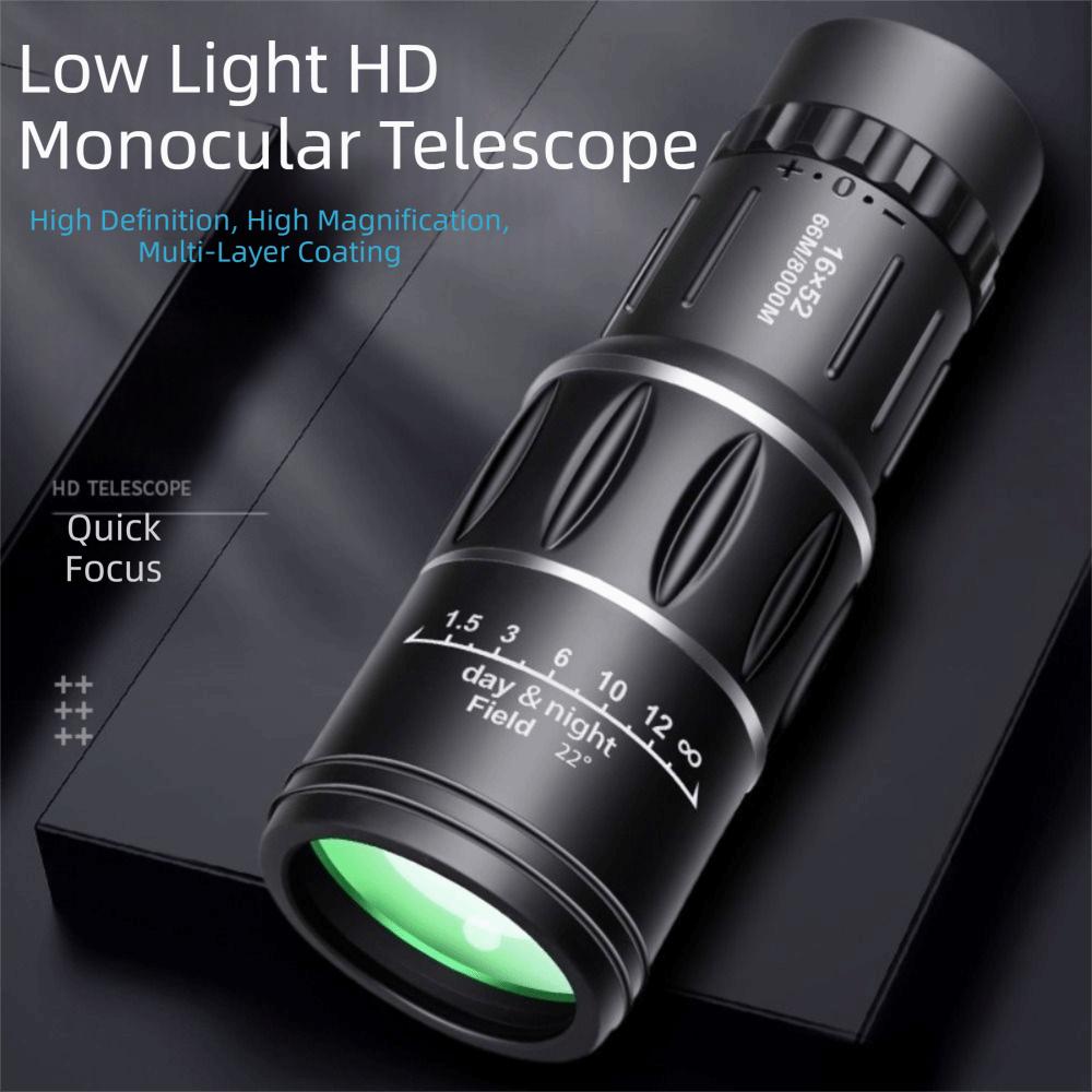 Waterproof 16x52 Monocular Telescope 8XMagnification Long Range Spyglass HD Telescope Camping