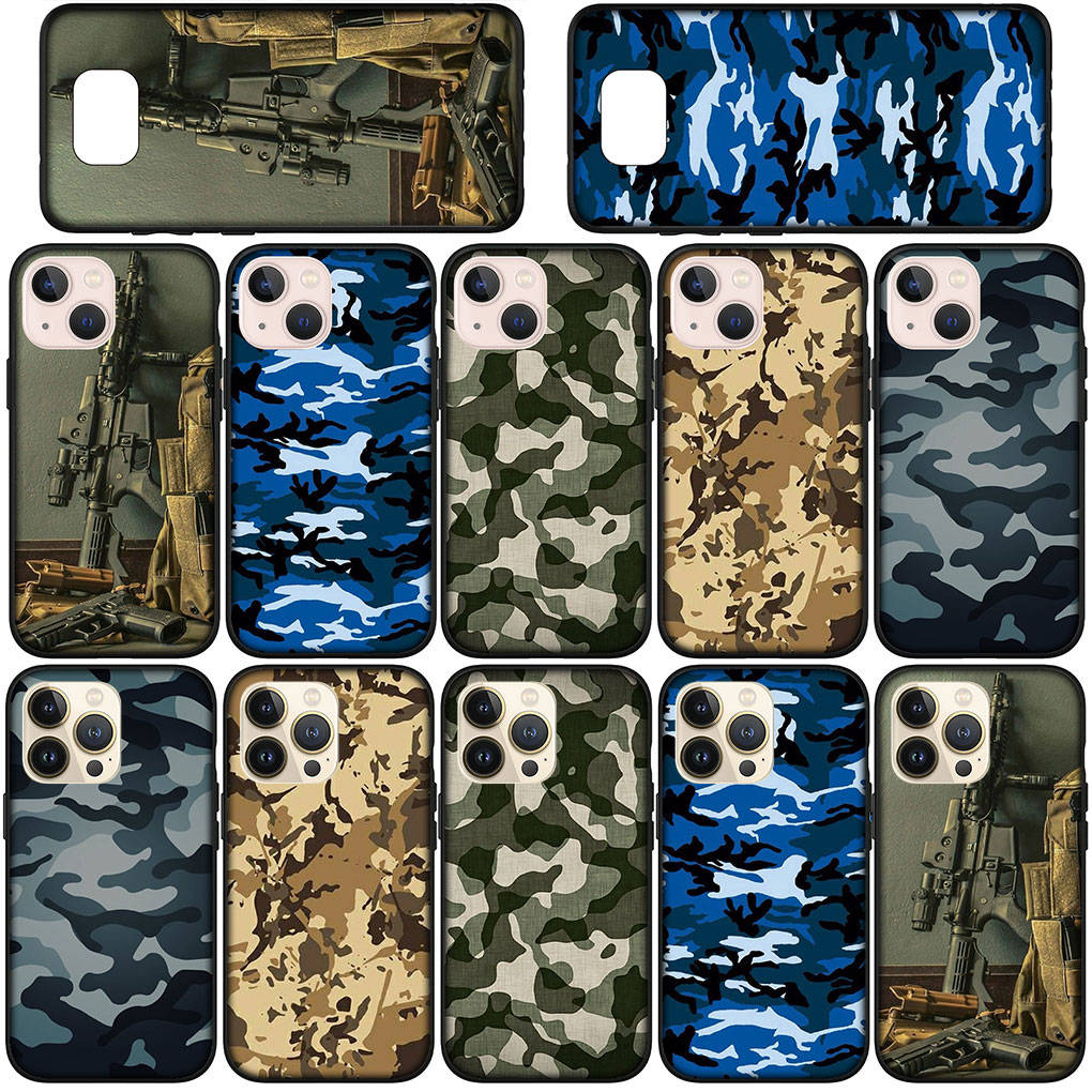Чехол для телефона Samsung Galaxy S25 S24 S23 iPhone 16 15 Xiaomi Redmi Note 14 13 12 16E X 11 Pro Max Moto Huawei Camo Military Army Camouflage Art Cover