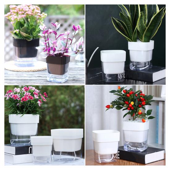 Самополивающийся цветочный горшок с хлопковым шнурком, окошком для видимости уровня воды, горшок для полива снизу, автоматический полив