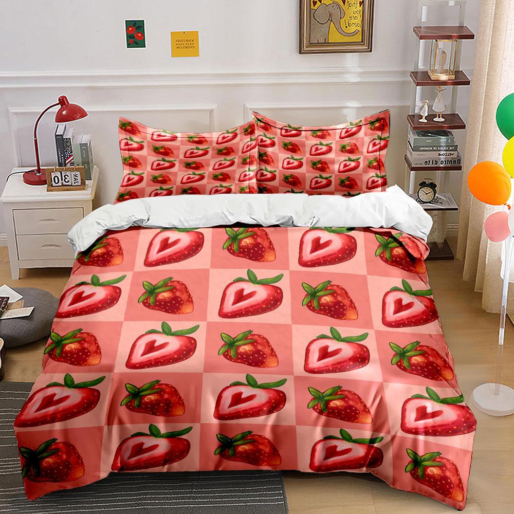 Strawberry Pattern Bedding Set Bedding Duvet Cover Set Duvet Cover Pillowcases (1 * Duvet Cover 2 * Pillowcases, without duvet insert)