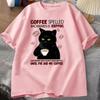 Coffee Spelled Backwards Cat T-shirt Funny Cute Graphic Tees Summer Unisex ONcek T Shirt Oversized Womens Clothes Oversized